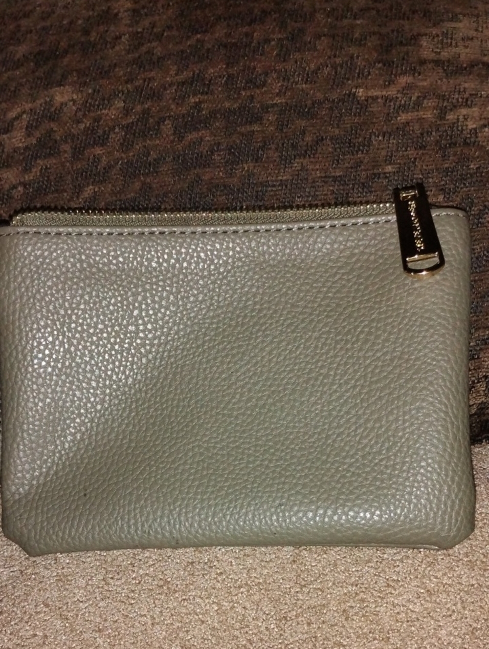 Steve Madden Olive Green Pebbled Leather Wristlet with Gold Accent